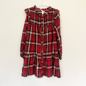 Cat & Jack Plaid Red Kids Dress w Ruffles Holiday Christmas Party Attire Sz 6/6X